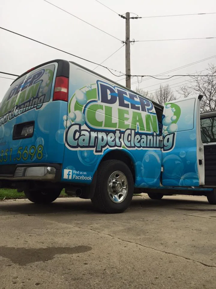 Deep clean carpet cleaning van parked at a location in Northwest Iowa